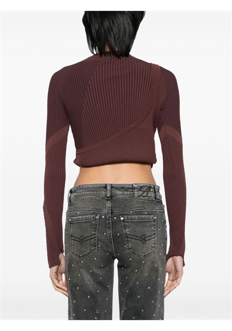 Brown slash-neck knitted top Feng chen wang - women FENG CHEN WANG | FWF18KT02CRDBRWN